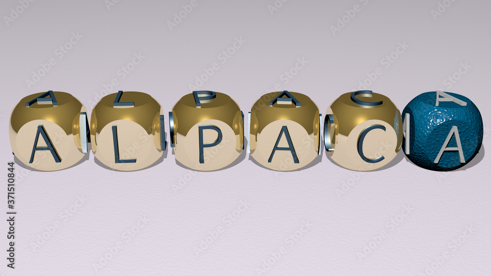 alpaca text by cubic dice letters - 3D illustration for cute and animal alpaca text by cubic dice letters - 3D illustration for cute and animal