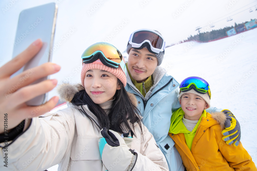 Ski three hug together Ski three hug together