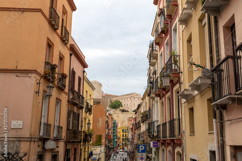 Street in Cagliari on a cloudy summer day