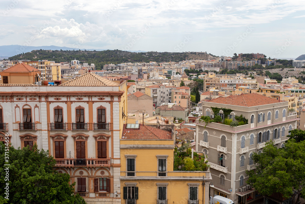 View of Cagliari on a cloudy summer day