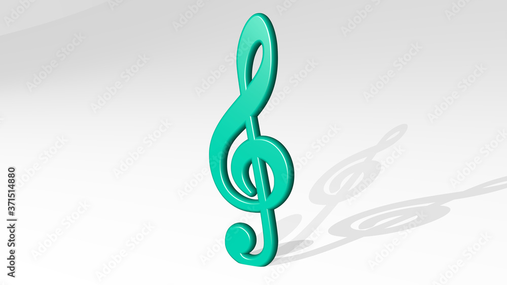 Obraz premium music key 3D icon casting shadow - 3D illustration for background and design