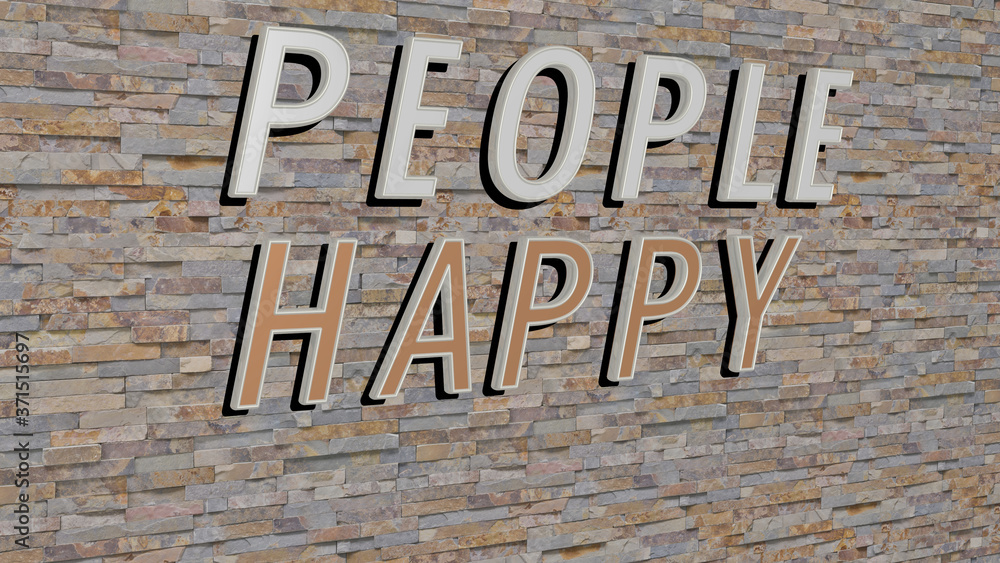 people happy text on textured wall - 3D illustration for business and background people happy text on textured wall - 3D illustration for business and background