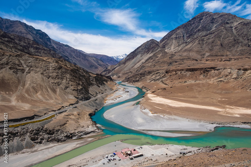 Confluence of the Indus and Zanskar River in Leh, Ladakh region, India