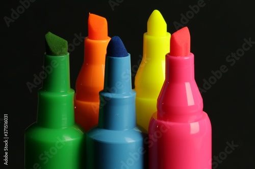Assortment of colorful highlighter markers 