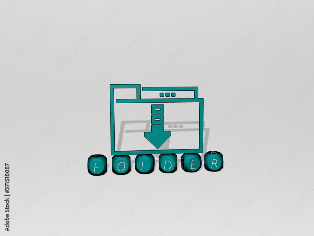 Fototapeta premium folder 3D icon over cubic letters - 3D illustration for business and background