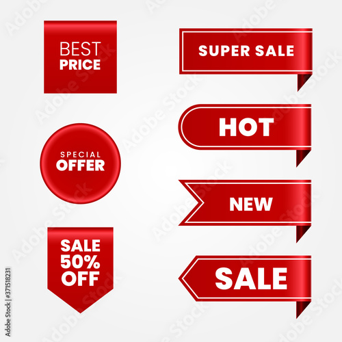set of red sale labels