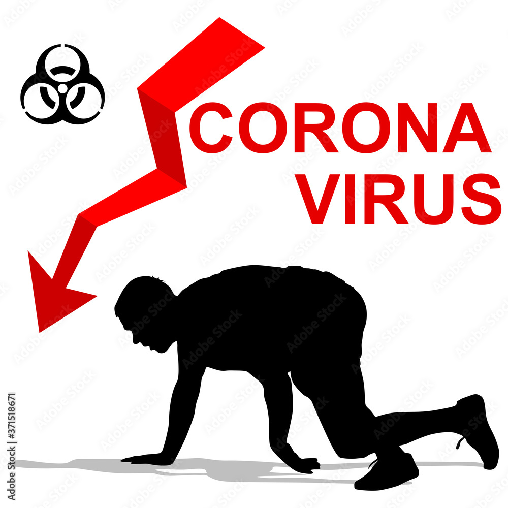 Obraz premium Stop coronavirus patient falls from a disease on a white background