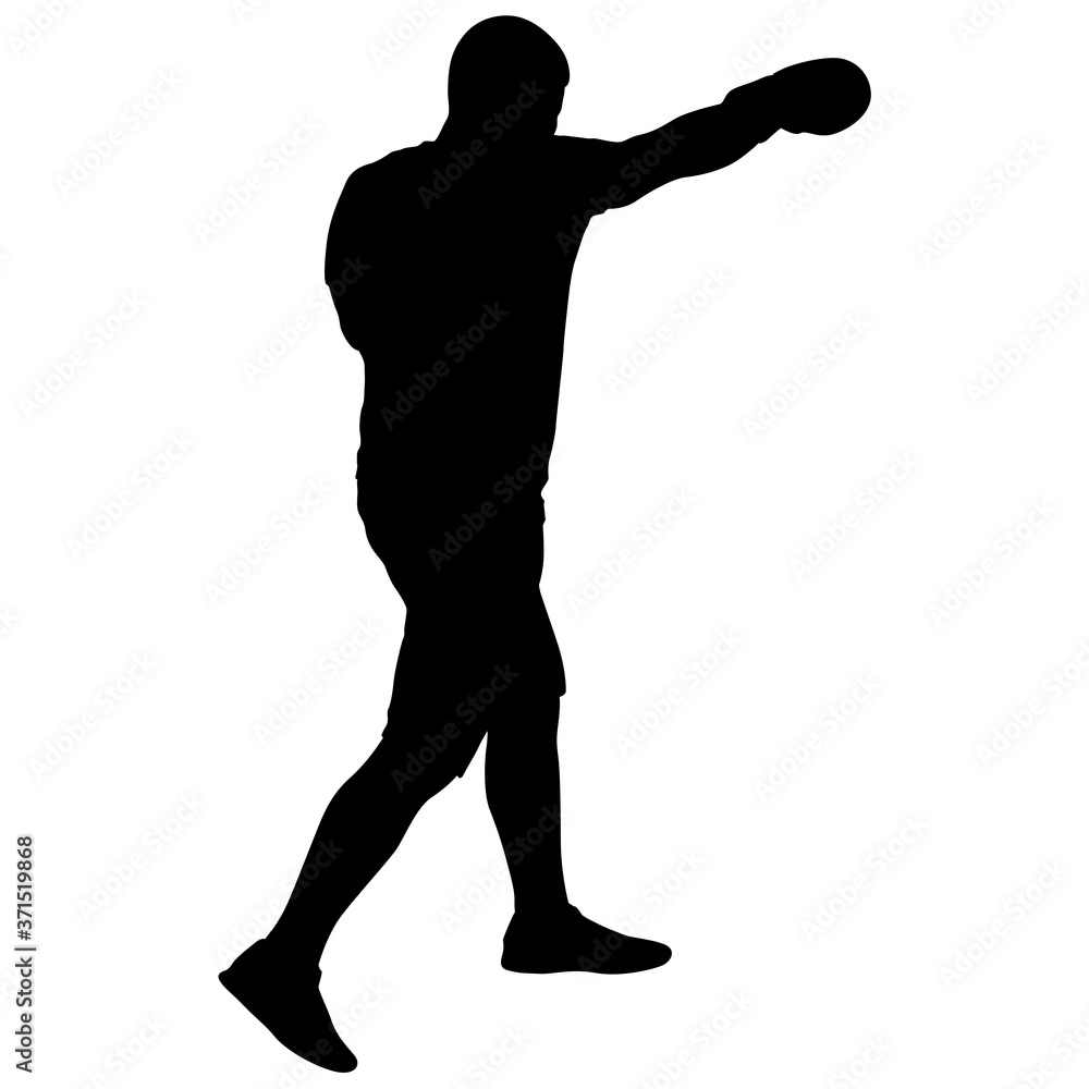 Fototapeta premium Black silhouette of an athlete boxer on a white background