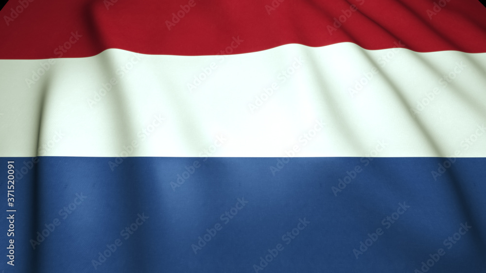 Waving realistic Netherlands flag on background, 3d illustration