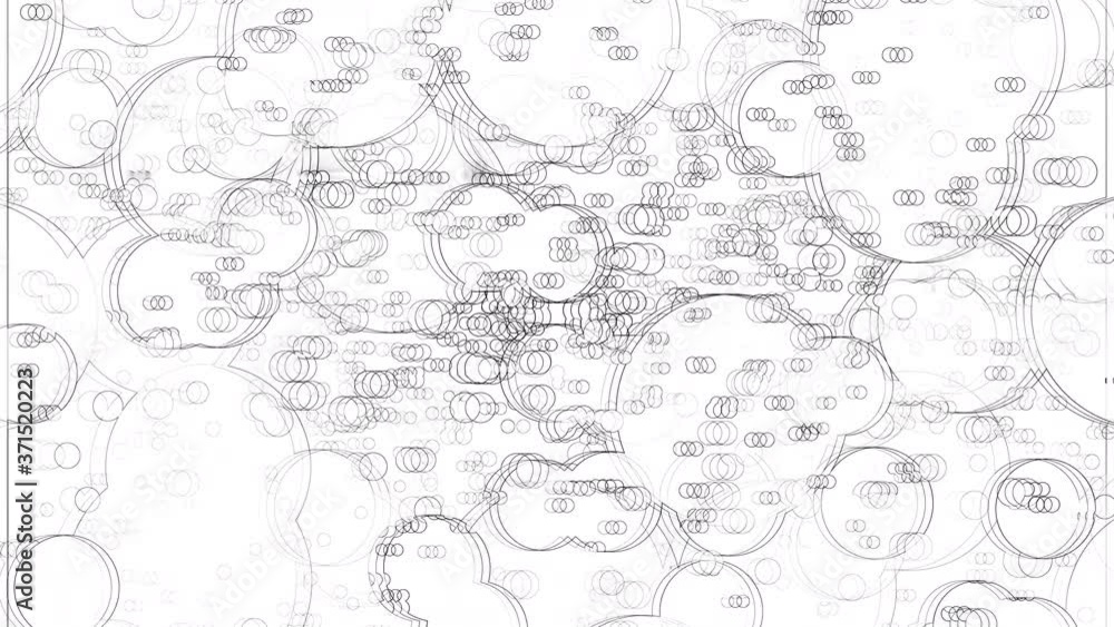 Seamless looping video many black bubbles with outlines on white backdrop Seamless looping video many black bubbles with outlines on white backdrop