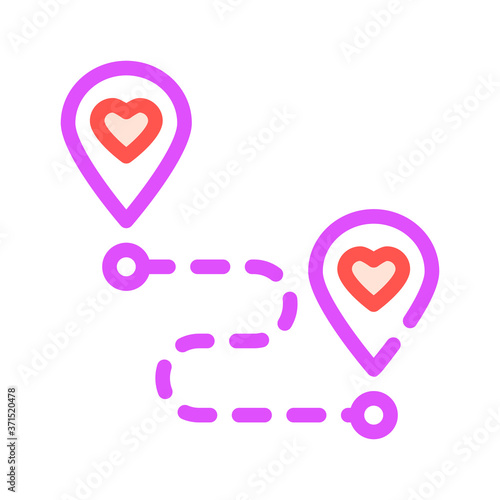 direction to love color icon vector illustration