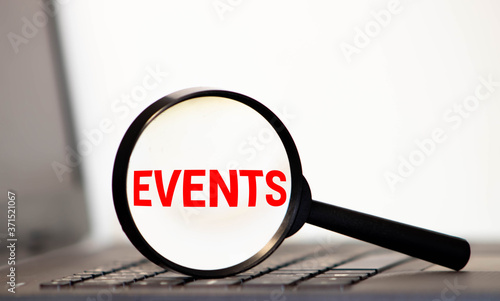 Events text concept view visualisation through magnifying glass
