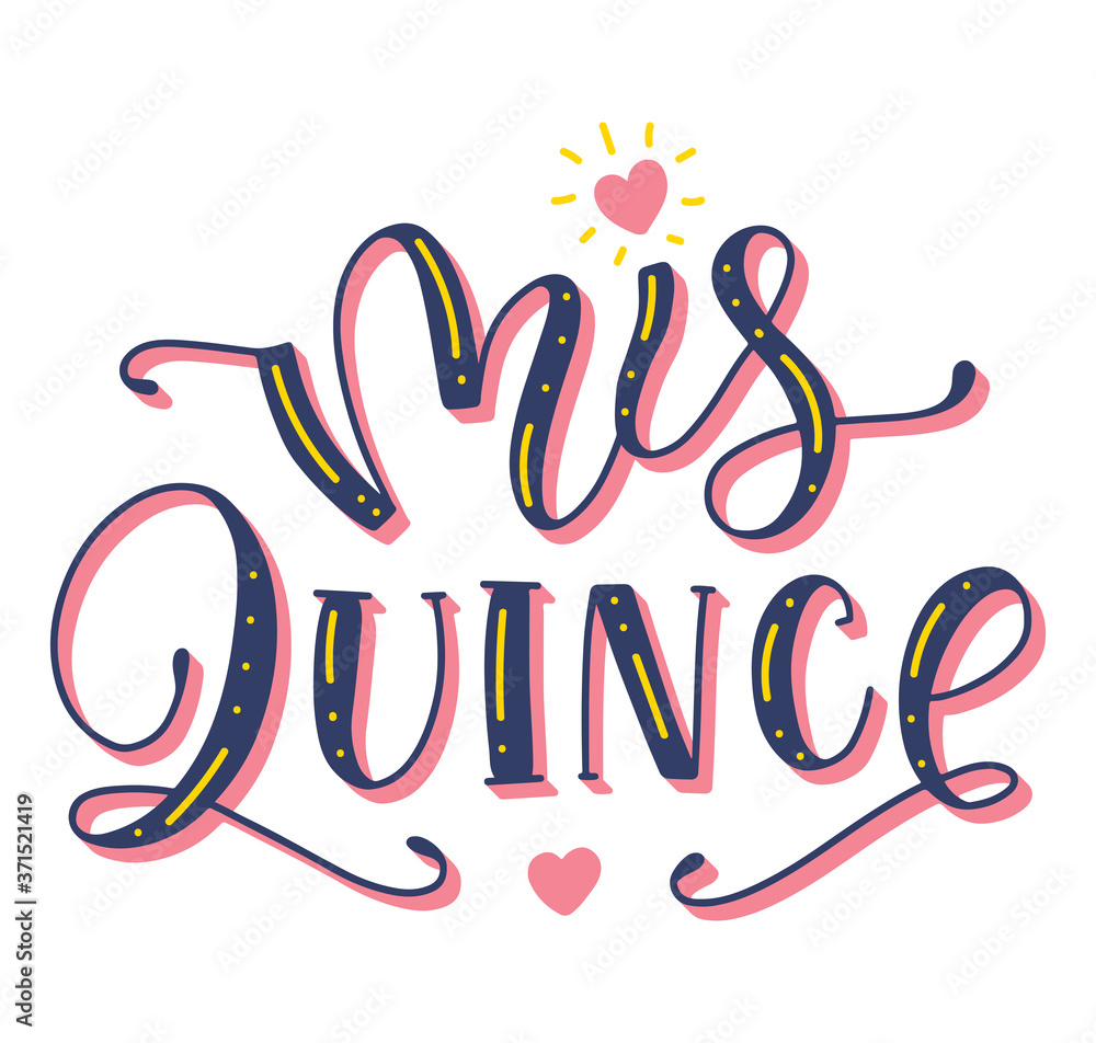 Mis 15 anos - My fifteen years old, Spanish lettering. Teenager girl birthday celebration calligraphy. Vector stock illustration. Mis 15 anos - My fifteen years old, Spanish lettering. Teenager girl birthday celebration calligraphy. Vector stock illustration.