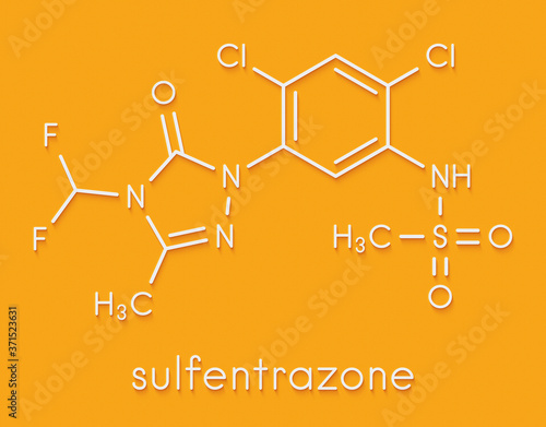 Sulfentrazone herbicide molecule. Skeletal formula.