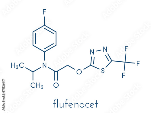 Flufenacet herbicide molecule. Skeletal formula.