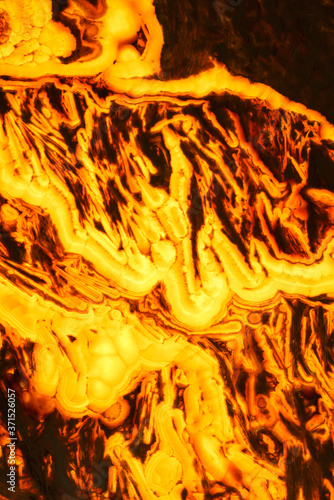Lava like yellow marble onyx texture. Backlit texture detail