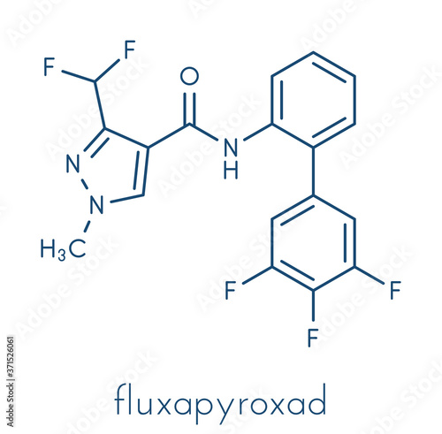 Fluxapyroxad fungicide molecule. Skeletal formula.