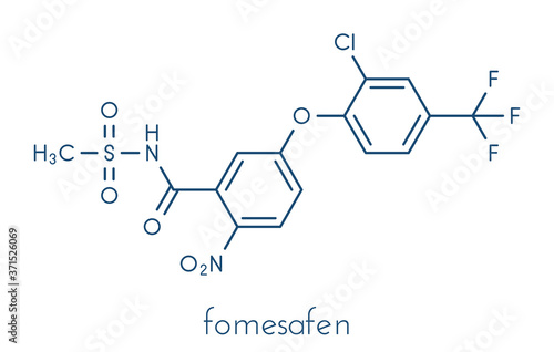 Fomesafen herbicide molecule. Skeletal formula.
