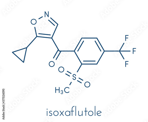 Isoxaflutole herbicide molecule. Skeletal formula.