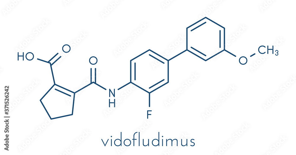 Vidofludimus drug molecule (DHODH inhibitor). Skeletal formula.