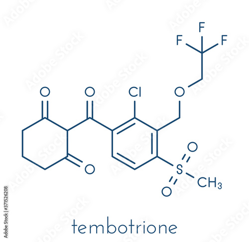 Tembotrione herbicide molecule. Skeletal formula.