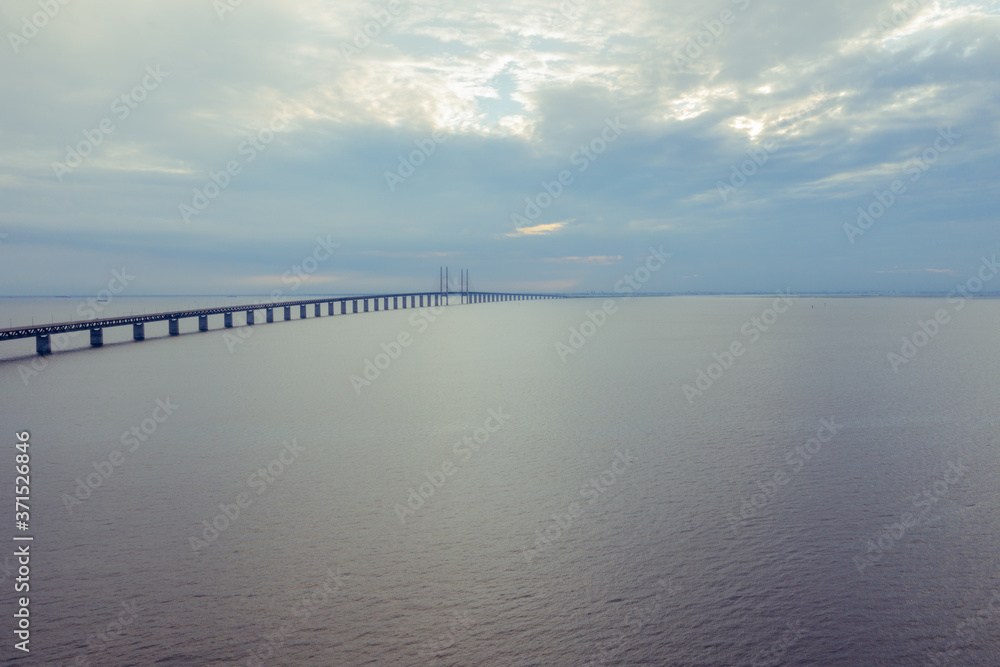 Fototapeta premium Oresund bridge seen, Oresundsbron, between Copenhagen Denmark and Malmo Sweden 