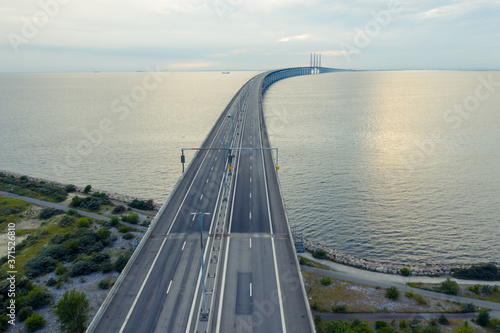 Oresund bridge seen, Oresundsbron, between Copenhagen Denmark and Malmo Sweden  © Feras Jarghon