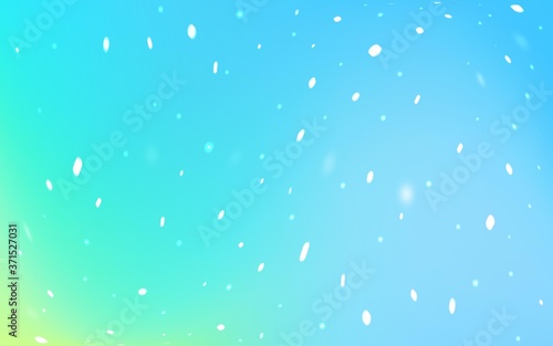 Light Blue, Green vector cover with beautiful snowflakes. Blurred decorative design in xmas style with snow. The template can be used as a new year background.