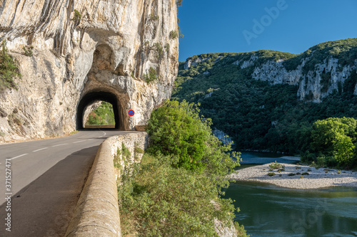 Photos Ardeche France,view of Narural arch in Vallon Pont D'arc in Ardeche canyon in France