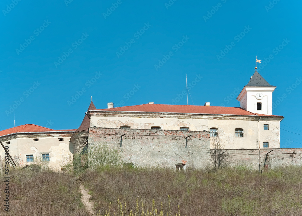 Side view to Palanok castle in Mukacheve, Ukraine