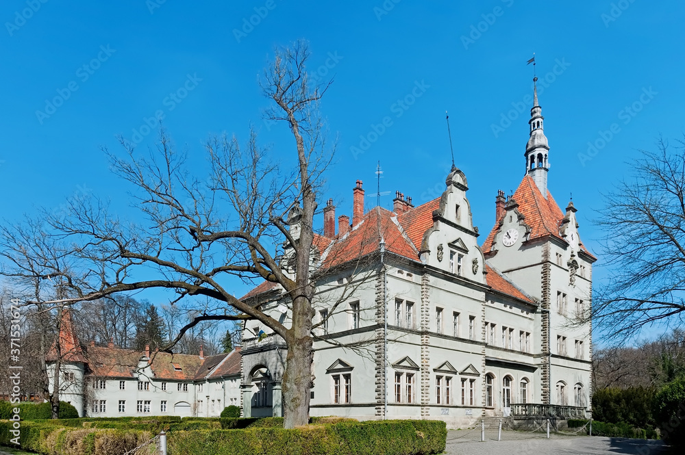The side view of the Schonborn palace aka Castle Beregvar in Mukachevo, Ukraine