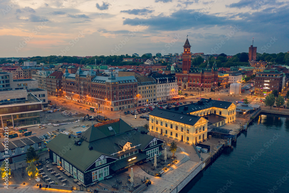 aerial view panorama of Helsingborg, Sweden