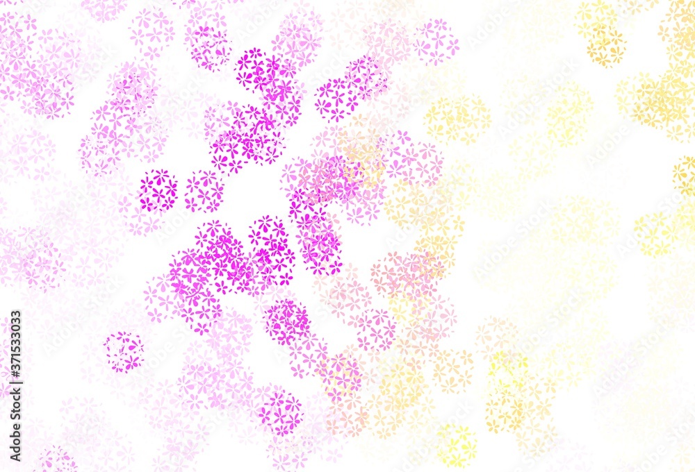 Light Pink, Yellow vector abstract pattern with leaves.