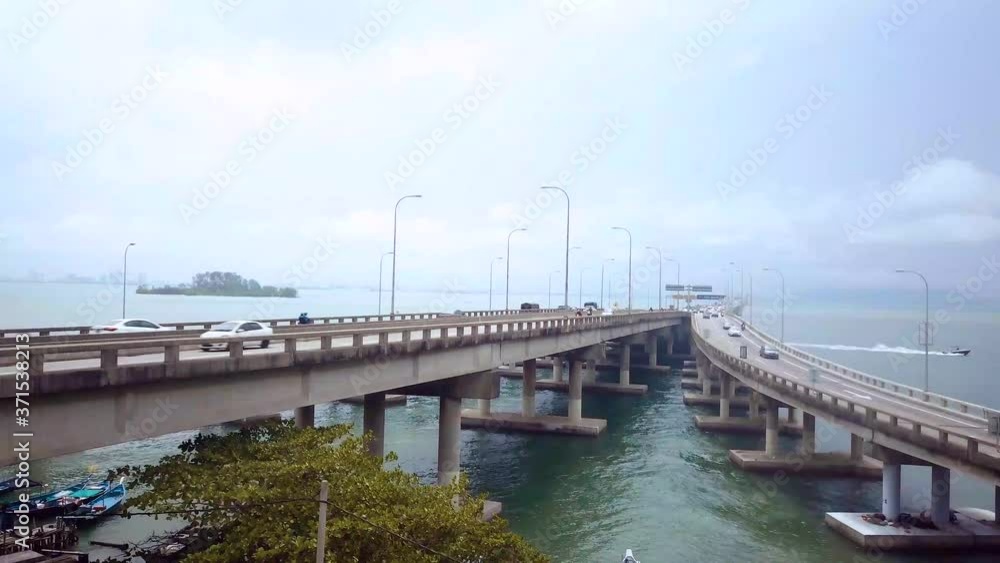 Penang Bridge in Malaysia Landscape Drone Shot with 4K resolution Penang Bridge in Malaysia Landscape Drone Shot with 4K resolution