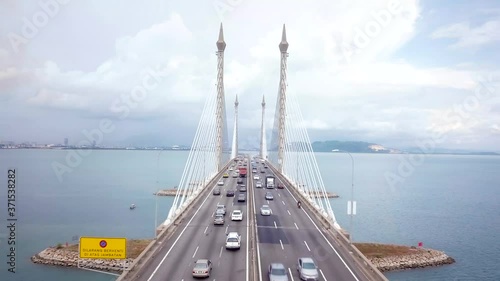 Penang Bridge in Malaysia Landscape Drone Shot with 4K resolution