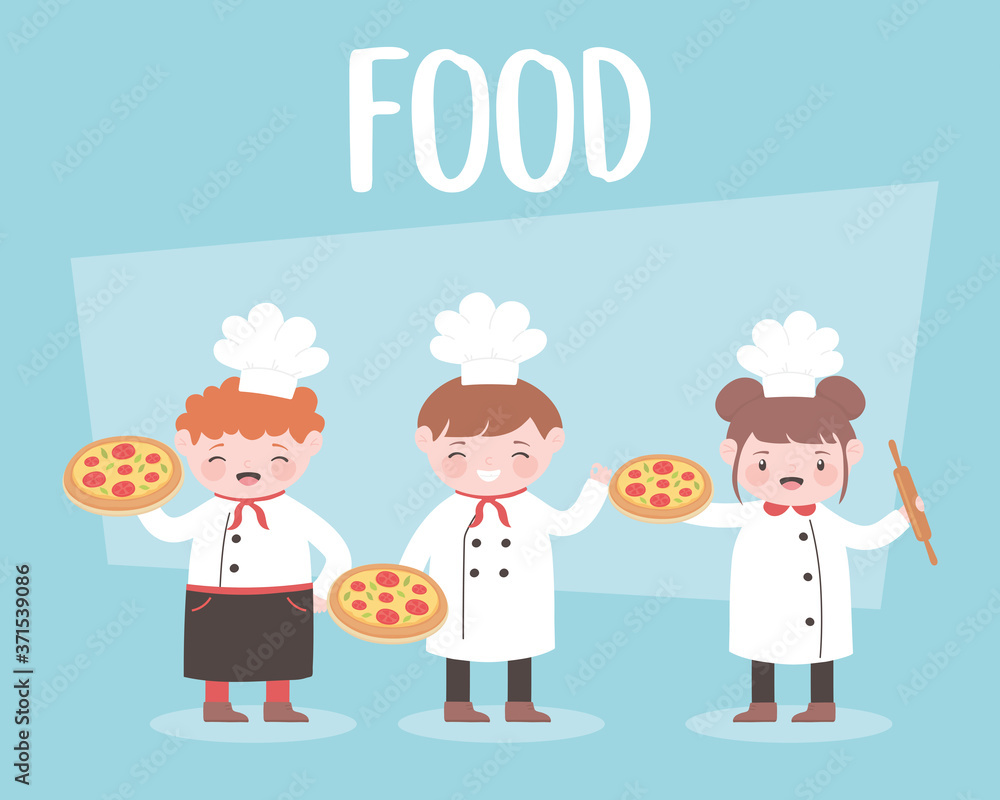 cartoon chefs cooking and holding pizza food cartoon chefs cooking and holding pizza food