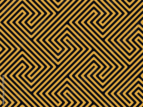 Obraz na płótnie Yellow and black Ethnic Seamless Pattern. Vector illustration. w salonie