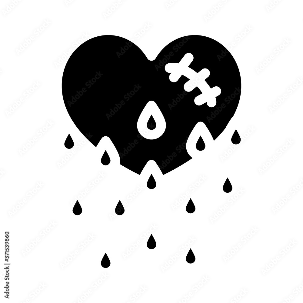 blooding heart glyph icon vector illustration isolated blooding heart glyph icon vector illustration isolated