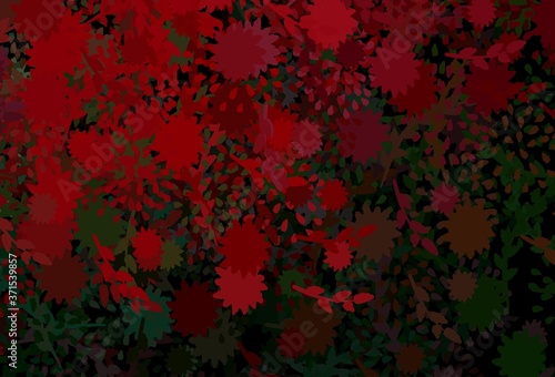 Dark Green  Red vector texture with abstract forms.
