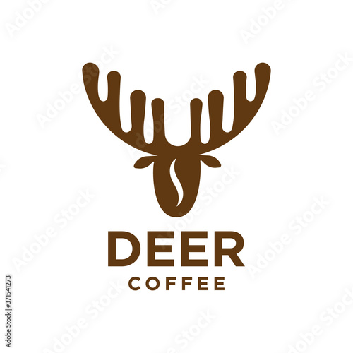 Deer + coffee bean. Deer coffee logo. Icon vector.