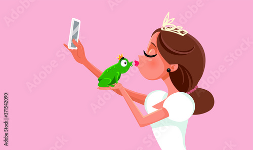 Princess Kissing Frog Virtue Signaling on Social Media Concept Illustration