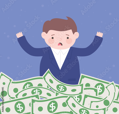 bankruptcy sad businessman banknotes money business financial crisis