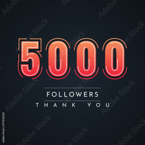 Thank You 5000 Followers Colorful illustration template design