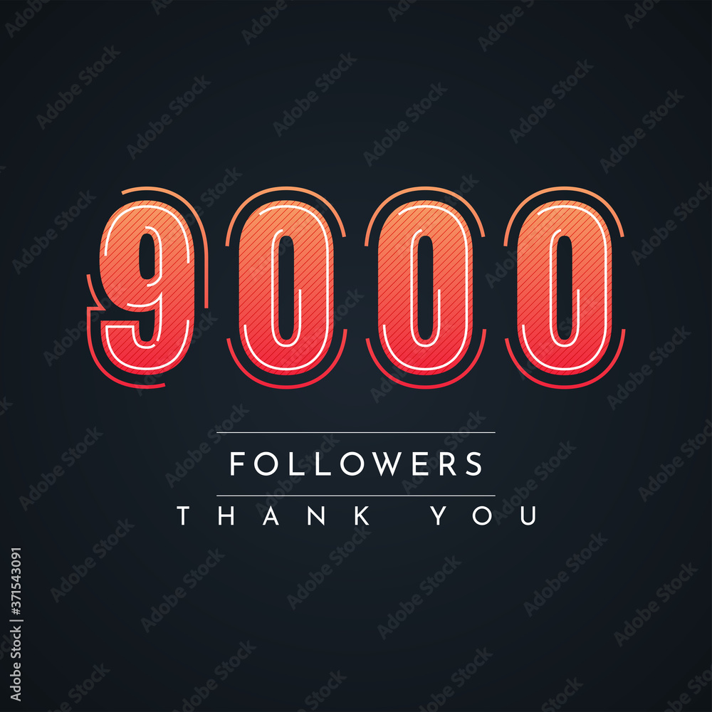Thank You 9000 Followers Colorful illustration template design