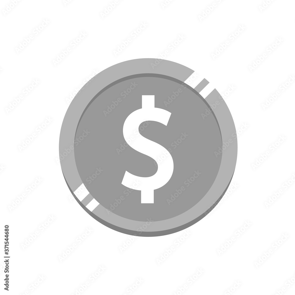 Moneda. Moneda de plata. Dinero. Ilustración vectorial 3d aislada en fondo blanco Moneda. Moneda de plata. Dinero. Ilustración vectorial 3d aislada en fondo blanco