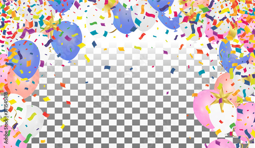 Blue Balloons with use to present section label Discounts SALE and celebration party banner