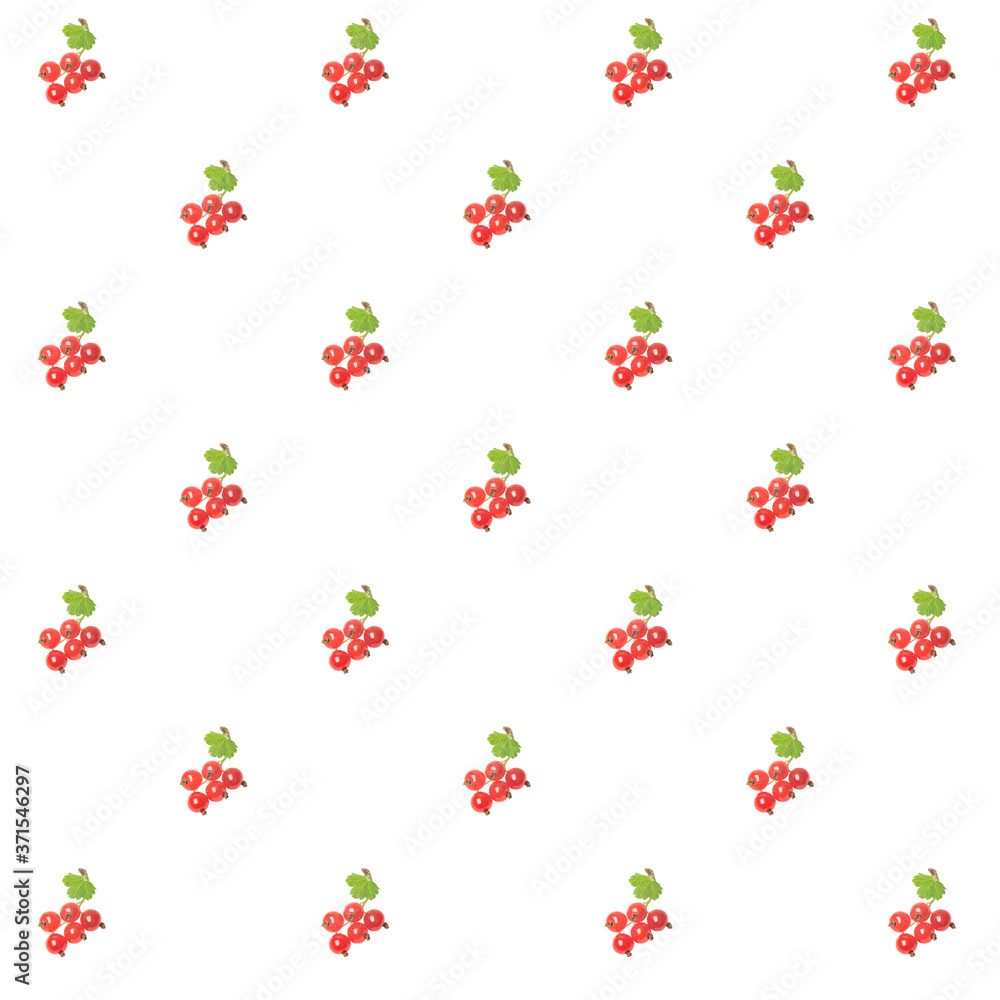 Seamless pattern of red currant berries on a white background