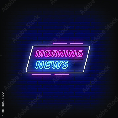 Morning News Neon Signs Style Text Vector