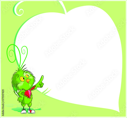 happy quetzal with blank banner