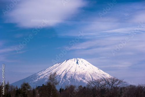 Beautiful snowy view of Yotei mountain and landscape,Hokkaido Japan.